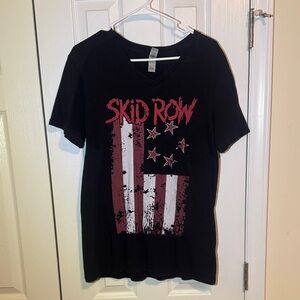 Skid Row Rock Band V Neck T Shirt Black